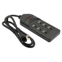 Main product image for 6 Outlet Strip 4 ft. Cord with 750 Joules Surge Protection and EMI/RFI Filter-Black125-437
